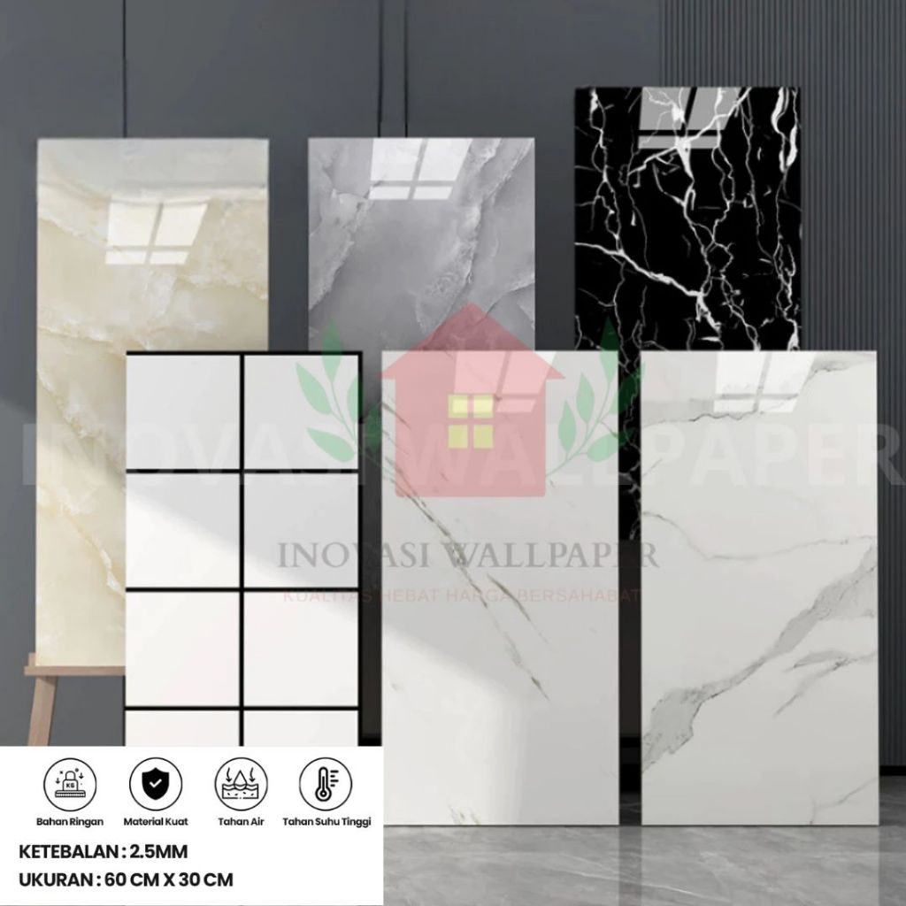 Wallpaper Dinding / Wallpaper Dinding Vinyl Marble / Wallpaper Dinding Dapur Motif Keramik 30X60Cm