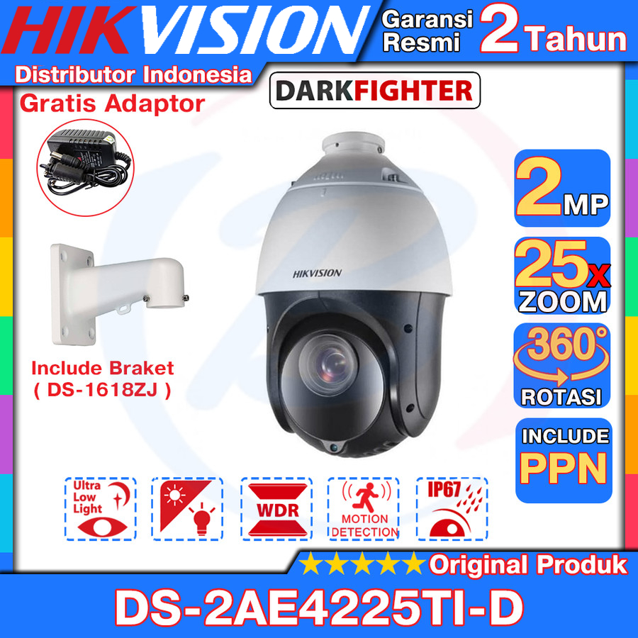 Hikvision DS-2AE4225TI-D PTZ Analog 2mp 25X Zoom CCTV Outdoor Darkfighter Garansi Resmi