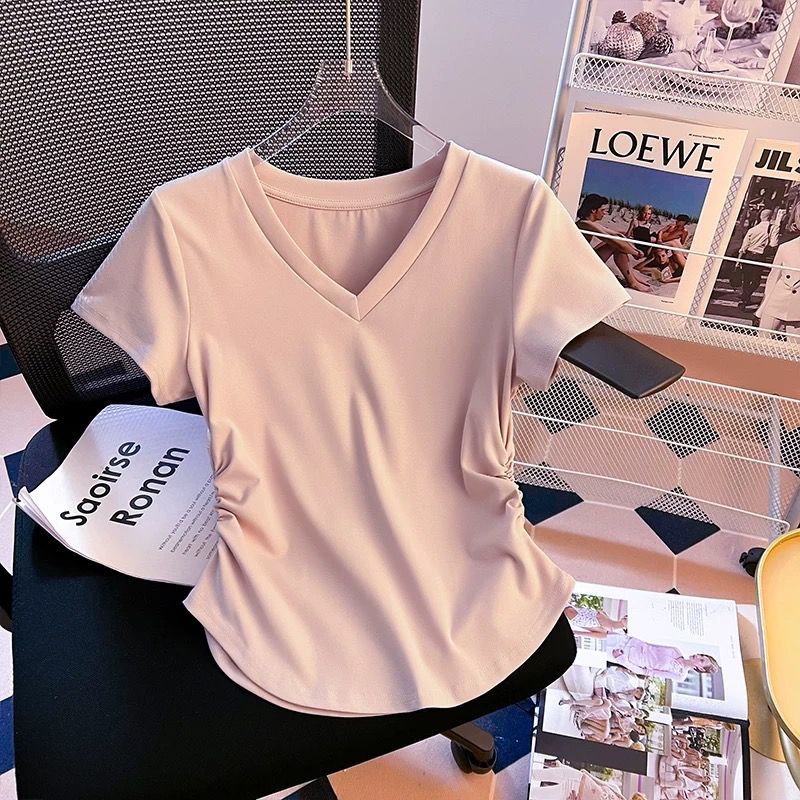 Kaos Vneck Polos Wanita/Kaos Wanita Lengan Pendek/Kaos Polos/Wanita Distro Premium/Atasan/BajuKasual