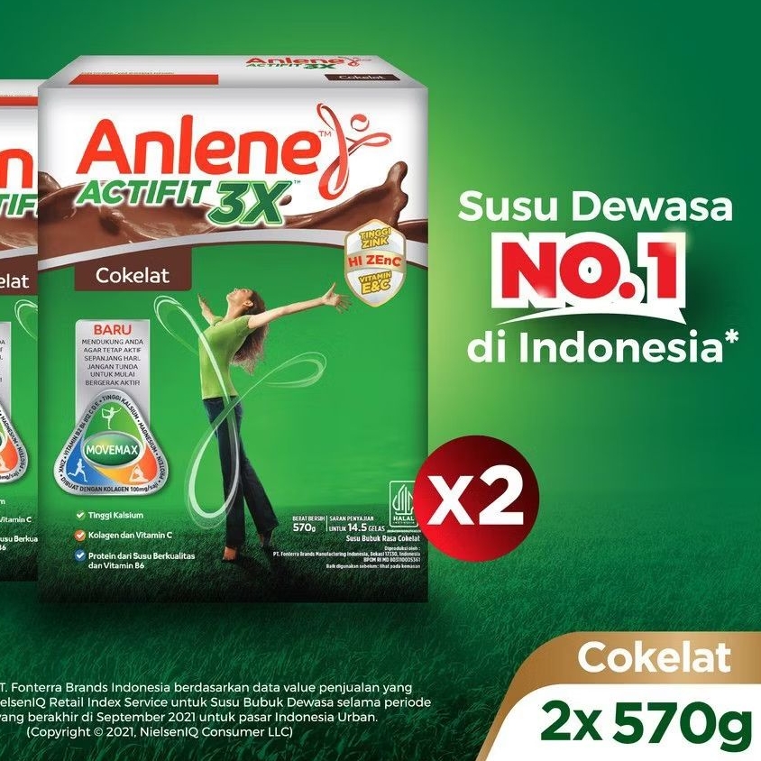 

Anlene Actifit 3X Susu Bubuk Dewasa Cokelat [Paket 2pcs x 570g]