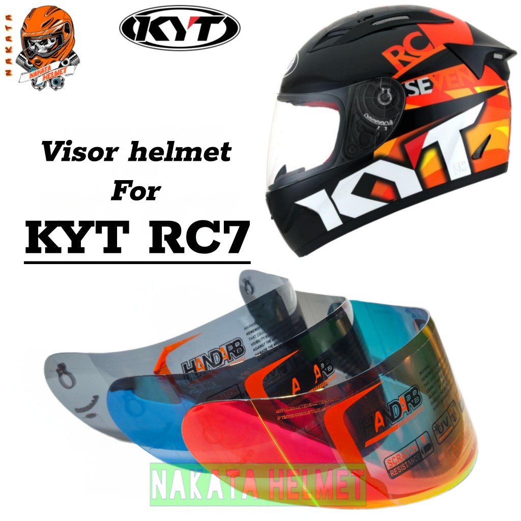 Kaca helm KYT RC7 - flat visor helmet kyt RC 7 iridium silver red gold blue hitam smock