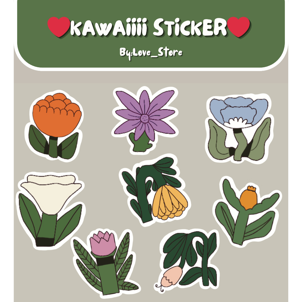 

Kawaiii Sticker Flower Theme 3 -Printable Sticker Template (Siap Cetak)