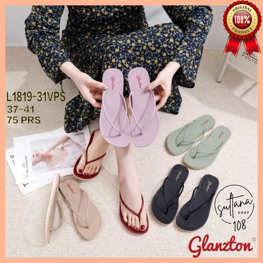 Sandal Jelly Jepit Tali Tipis Glanzton L1819-31JPS Sandal Pantai Sandal Jepit Karet Doff Terbaru