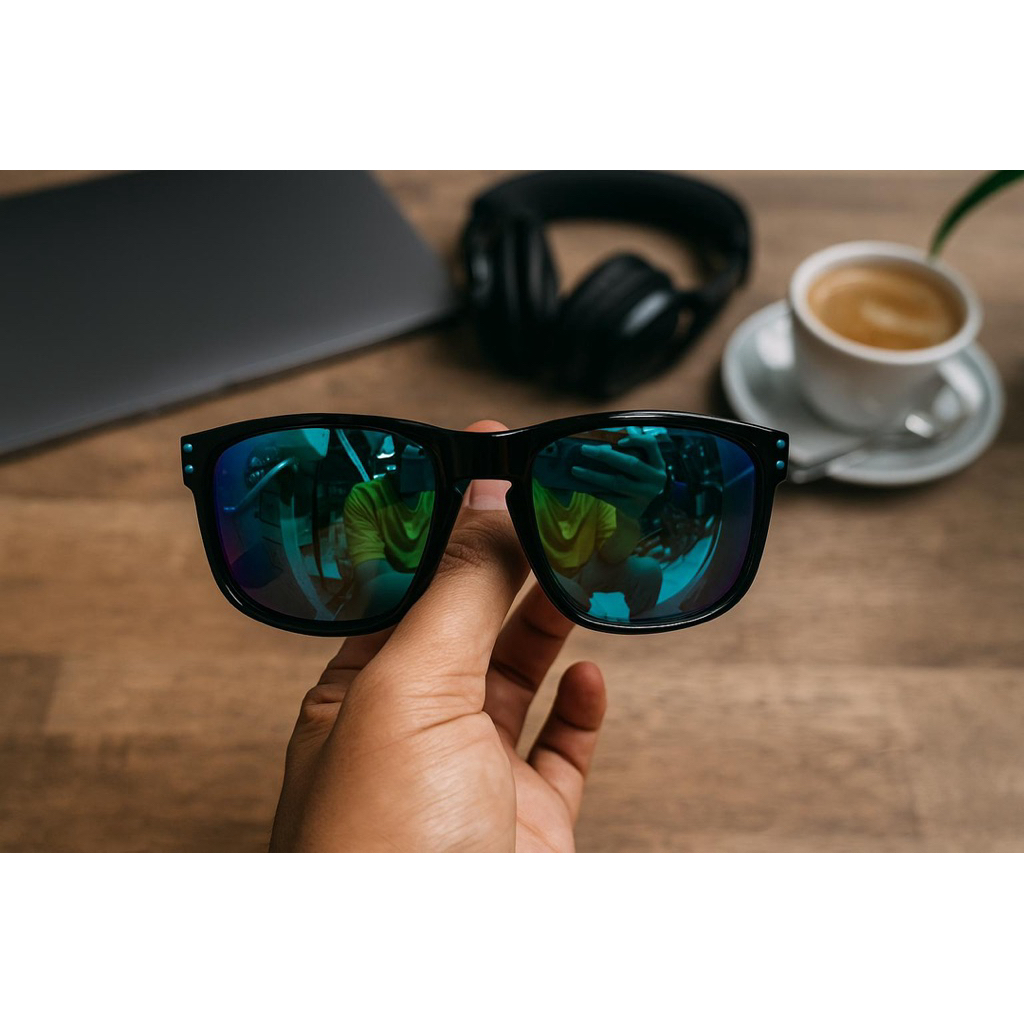 KACAMATA OAKLEY HOLBROOK HITAM LENSA BIRU KAKI DALAM MOTIF second ori