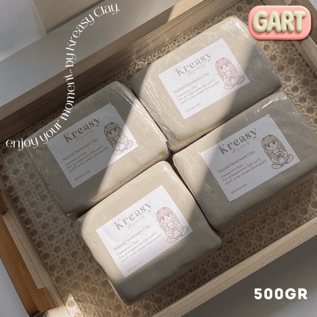 TANAH LIAT 500gr CREAM - Natural Stoneware Clay - Tanah Liat Kerajinan