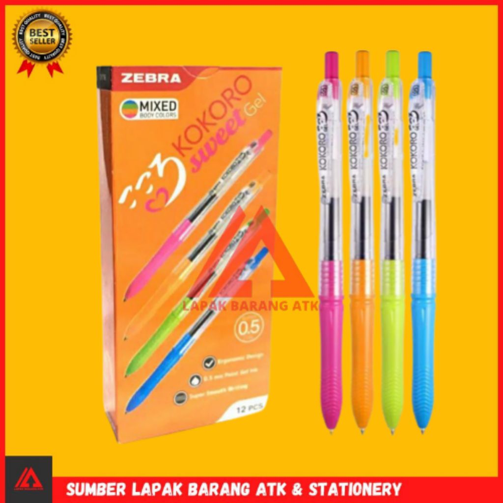 

Pulpen Zebra kokoro Gel pen 0,5 1 Lusin 12 pcs Hitam