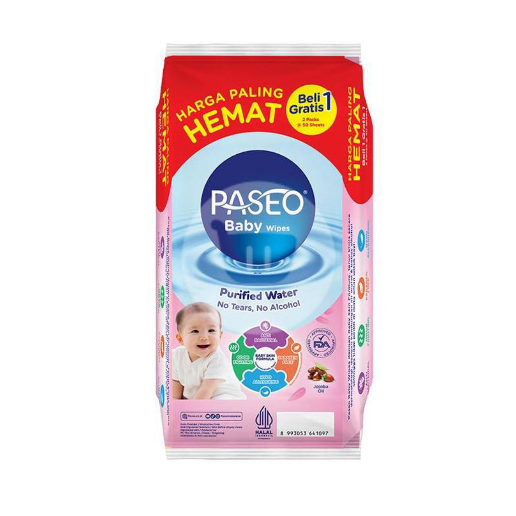 beli satu gratis satu tisu basah paseo 100 sheet baby wipes