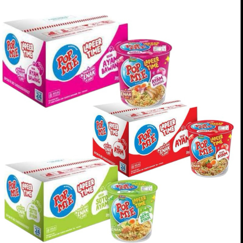 

Pop Mie Lapeer time 1 dus isi 24 pcs @75gr / Pop Mie Indofood