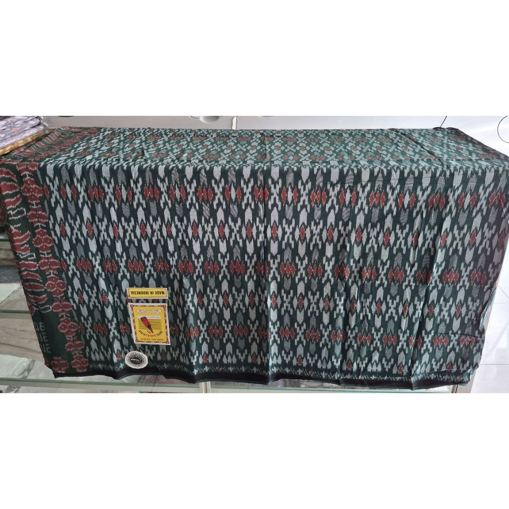 Sarung Tenun Botol Suheb Super Cap Sahara Warna Hijau Size Jumbo Tenun ATBM Kerajinan Tenun Wanareja