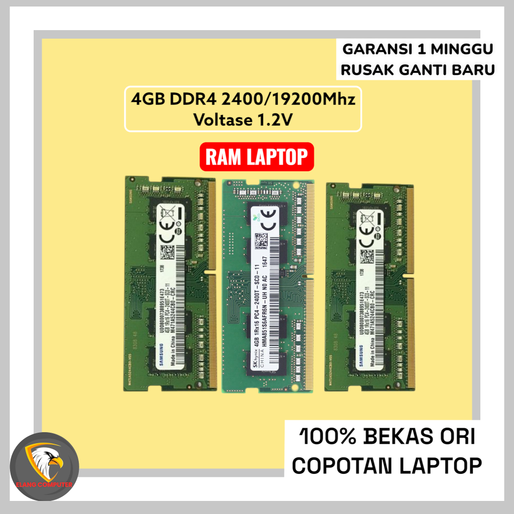 Memory RAM Laptop Sodimm Ddr4 4Gb 2400T DDR4 4GB 2666 Second Original