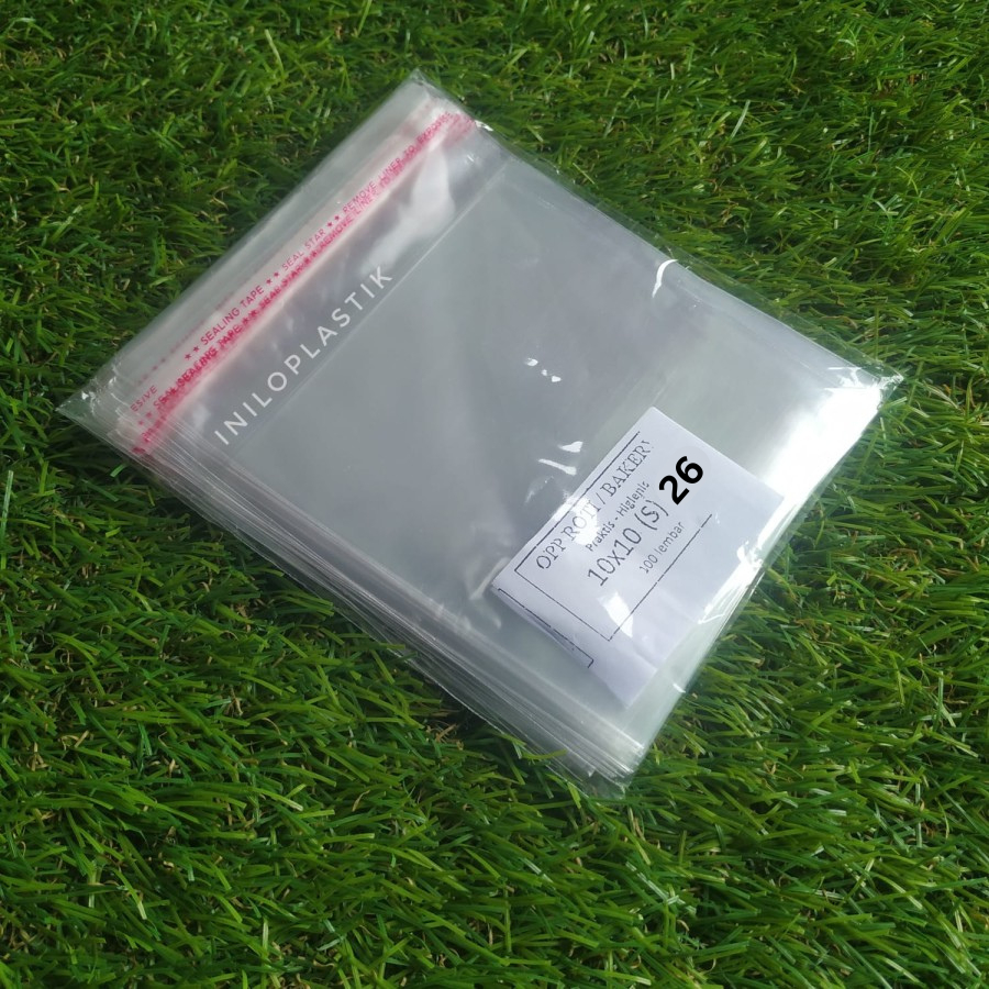 

Plastik OPP Seal Roti Pie Souvenir lem perekat 10x10 (26) / Plastik Kue Seal OPP 10cm x 10cm Tebal