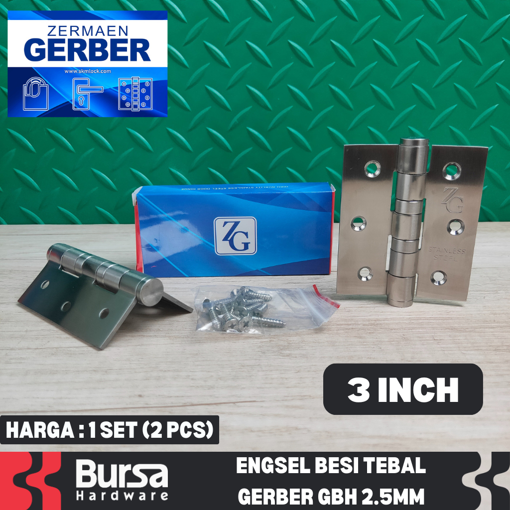 Engsel Pintu Jendela Tebal 2.5 mm Gerber GBH Stainless Steel 3 Inch
