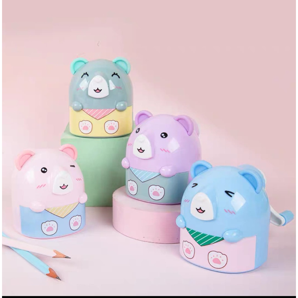 

serutan pensil/rautan pensil/pencil sharpener/pink/blue/bear