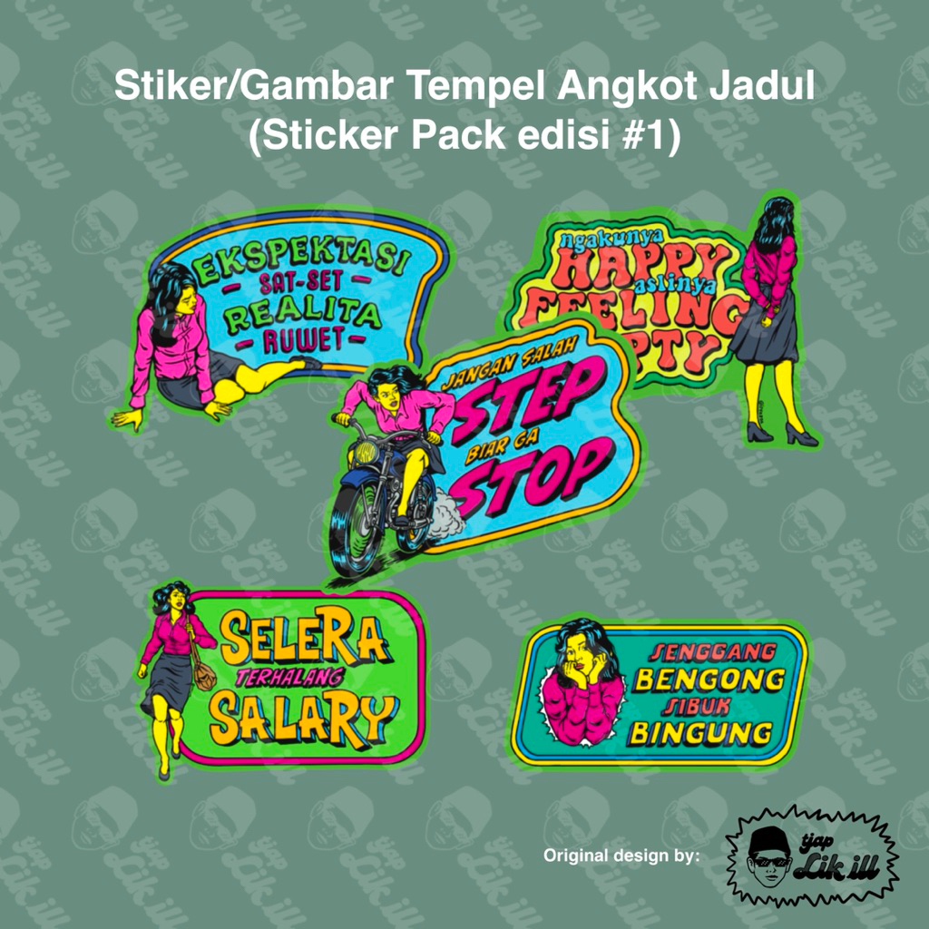 

Gambar Tempel/Stiker angkot jadul (Sticker Pack edisi #1) by @ilyazsa