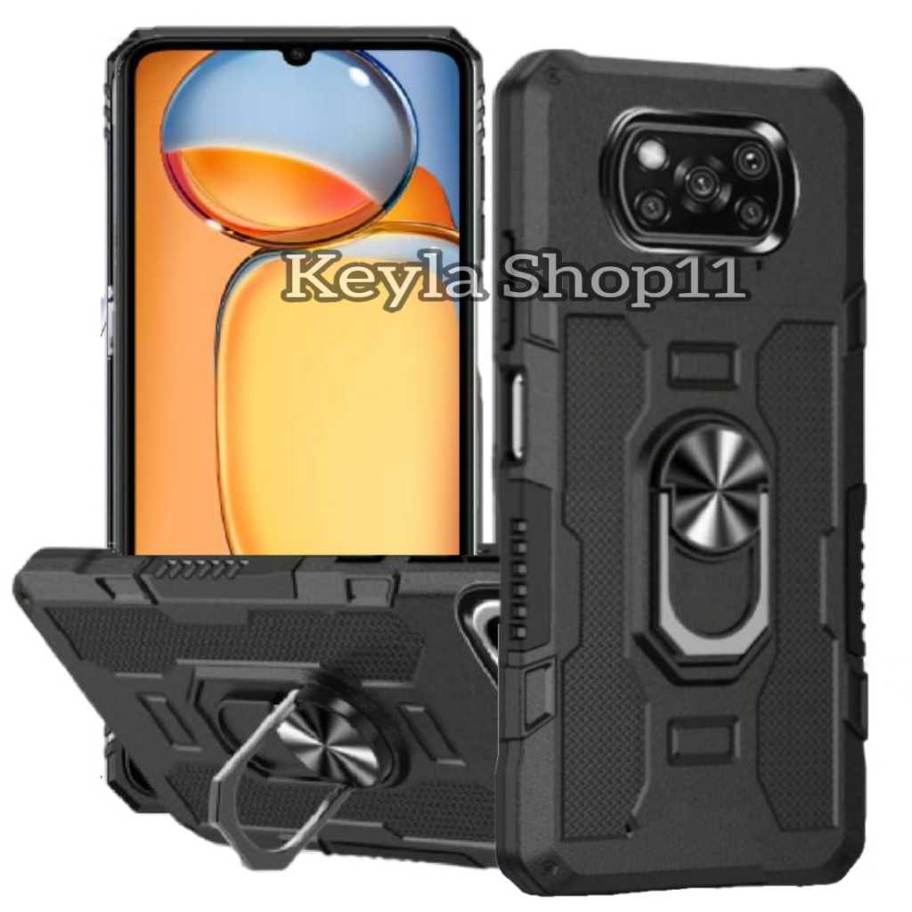 Casing Untuk Xiaomi Poco X3/Poco X3 Pro Hardcase Robot Hit Eye Whit Ring Transformer Phantom Hybrit 