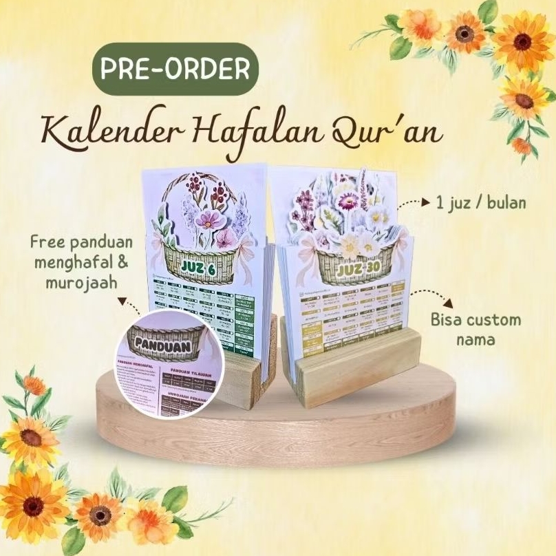 

Kalender Hafalan Qur'an Aesthetic 30 Juz Custom Nama