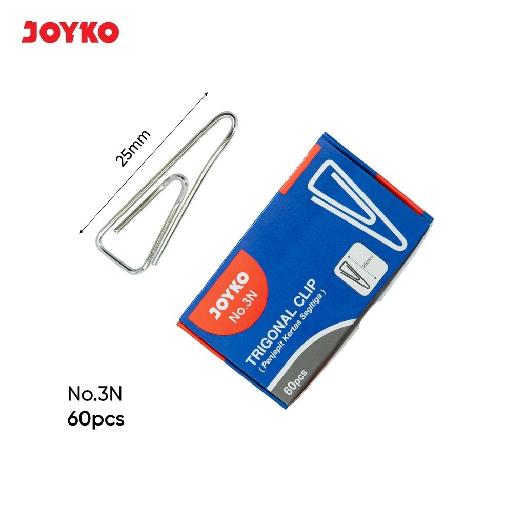 

(60pc) JOYKO Trigonal Paper Clip Klip Penjepit Kertas Segitiga No.1~5N / Trigonal Clip Klip Penjepit Kertas Segitiga Joyko