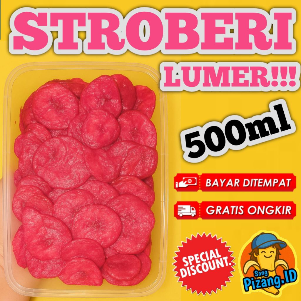 

Keripik Pisang Lumer Stroberi 500ml + free sendok | SangPizang.ID