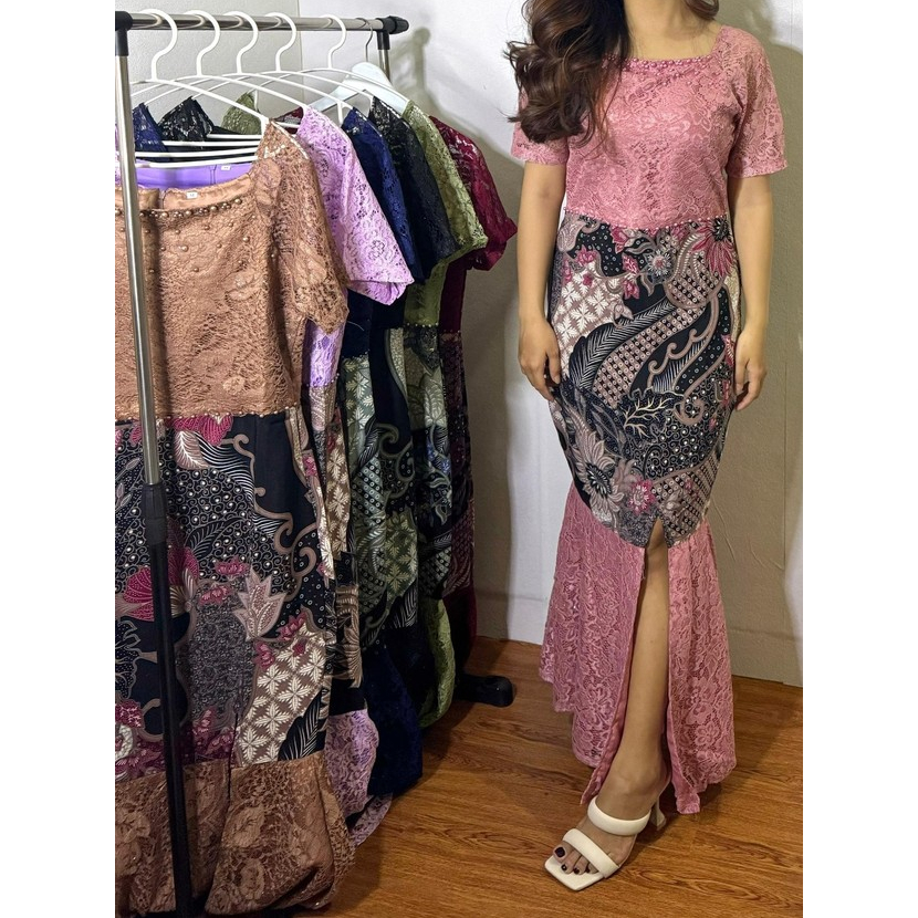 KAREEN - Dress Batik Wanita Eleora M L XL Gaun Model Mutiara Terbaru