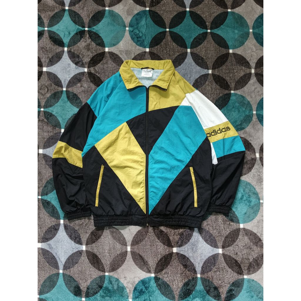 vintage windbreaker adidas colorblock jaket 100% original