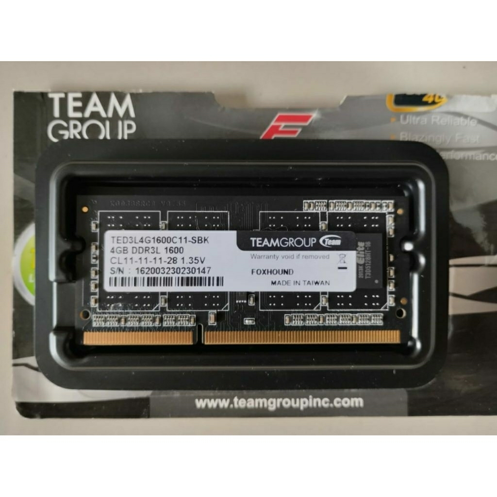 TEAM ELITE RAM LAPTOP SODIMM DDR3L 4GB 1600 Mhz BEKAS