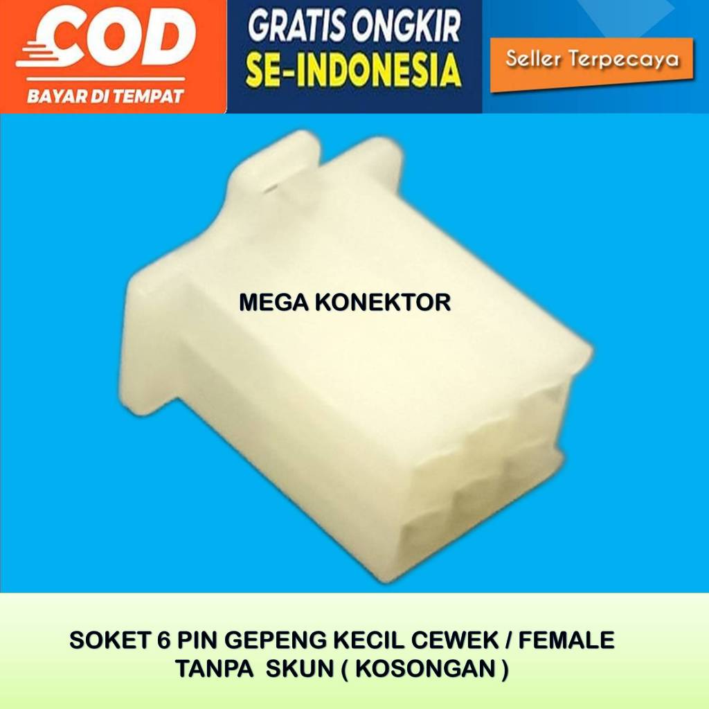 SOKET KABEL MOTOR 6 PIN KECIL  FEMALE KOSONGAN-SOKET–SOKET KABEL–6 PIN- SOKET–SOKET 6 PIN NYLON