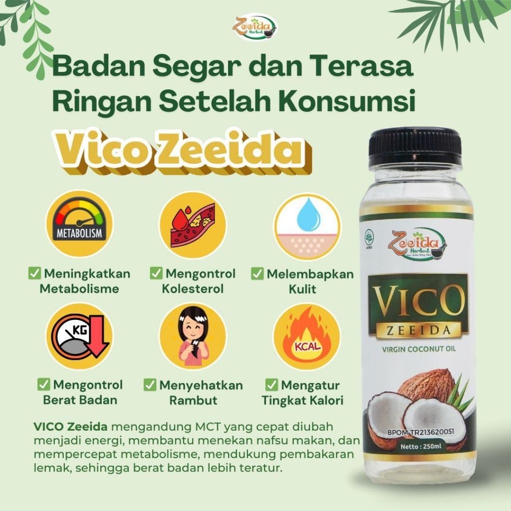 

VICO VCO ZEEIDA 60ML MINYAK KELAPA ASLI TUMIS MASKER DLL
