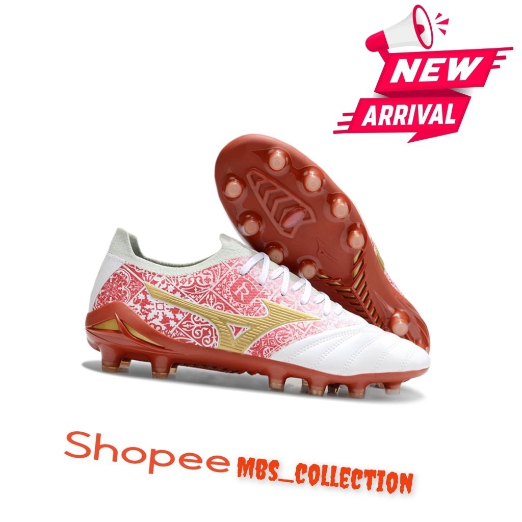 SEPATU BOLA ANAK JUNIOR MIZUNO MORELIA NEO IV BETA FG TOKYO WHITE RED GOLD PREMIUM ORIGINAL SOCCER F