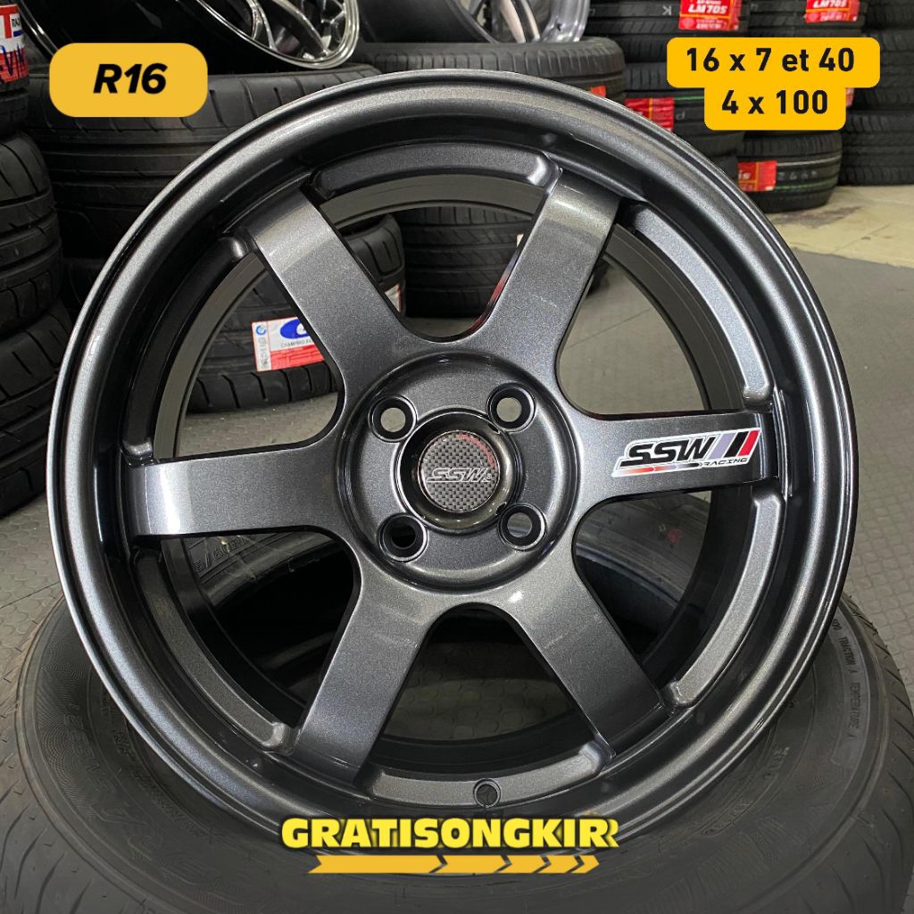 velg mobil TE37 ORIGINAL SSW THAILAND R16 LEBAR 7 PCD 4X100 velg racing ring 16 velg mobil r16 cocok
