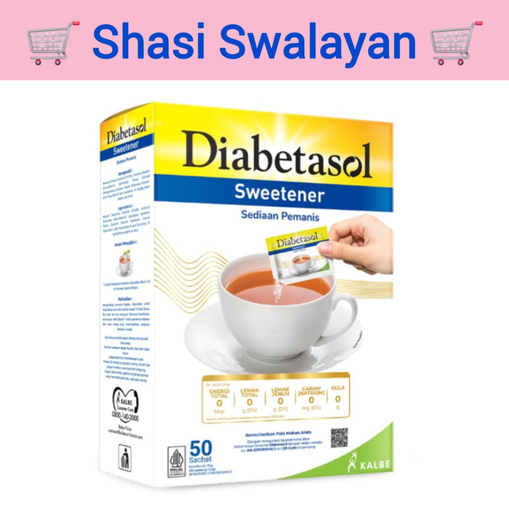 

Diabetasol Sweetener 25 s / 50 Sachet - Pemanis Gula Tanpa Kalori