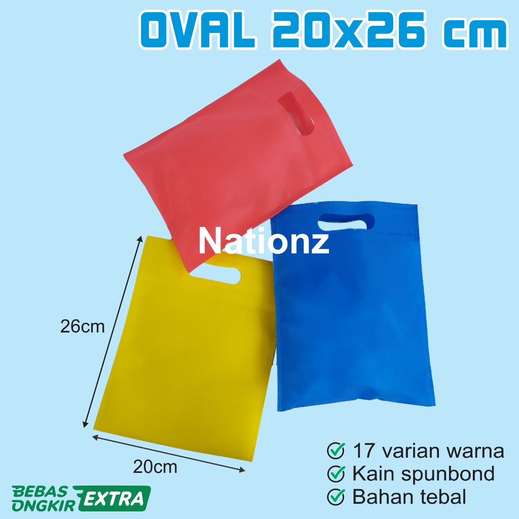 

OVAL 20x26 cm Kain Spunbond Goodie Bag goody souvenir event promosi acara seminar murah