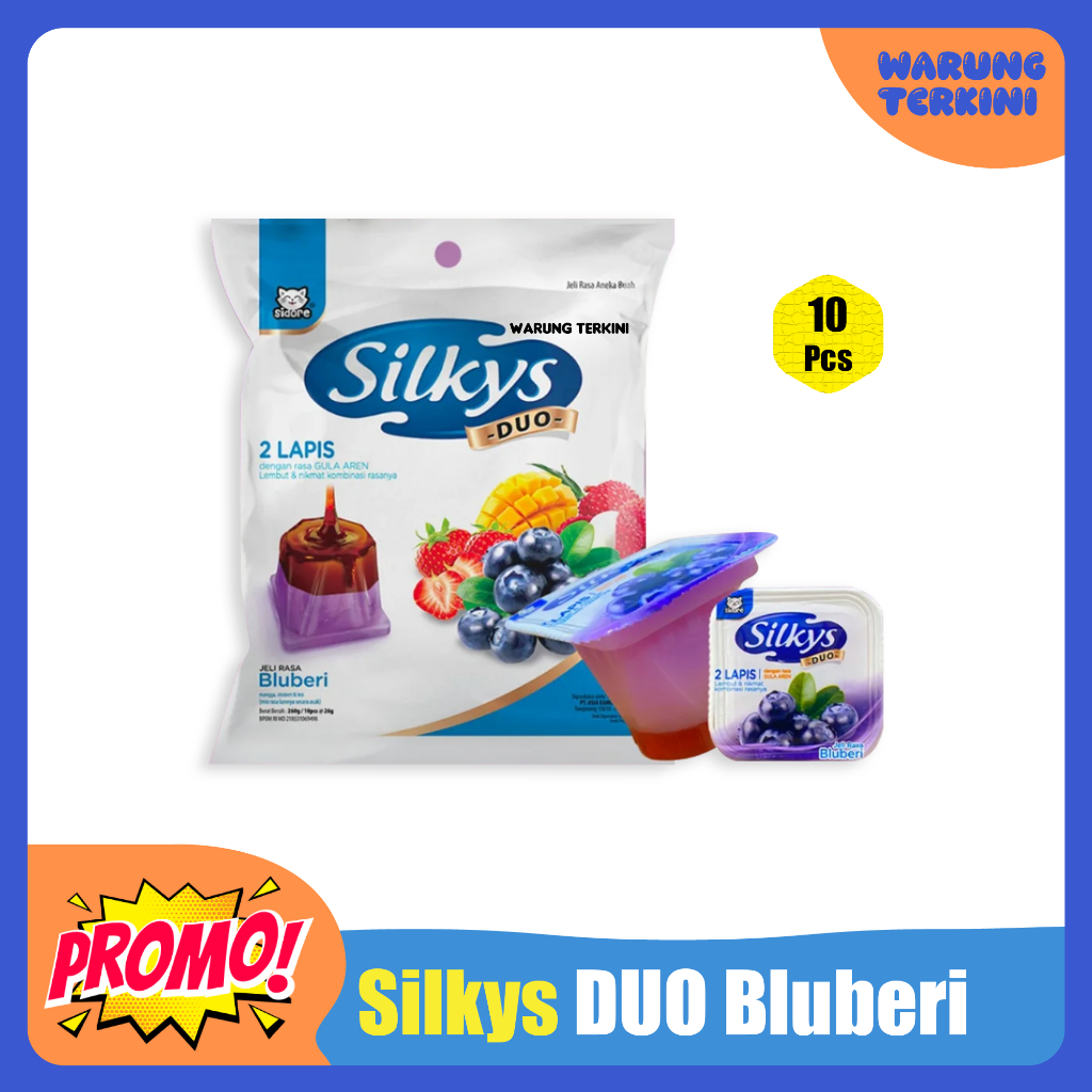 

Silkys Duo Bluberi Stroberi Mangga 1 Bungkus 10 Pcs 26gr | Jeli Rasa Aneka Buah dengan Gula Aren