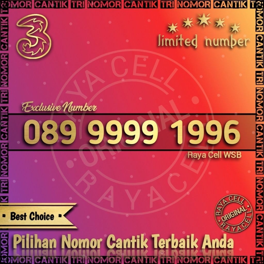 Nomor Cantik TRI 11 Digit Seri Tahun 1996 Seri Panca 99999