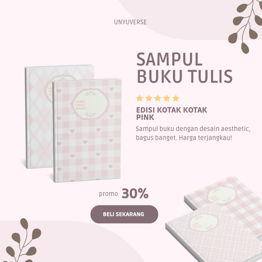 

UnyuVerse Sampul Buku Tulis Desain Kotak-kotak Pink | Aesthetic | Lucu - Uk A5/B5