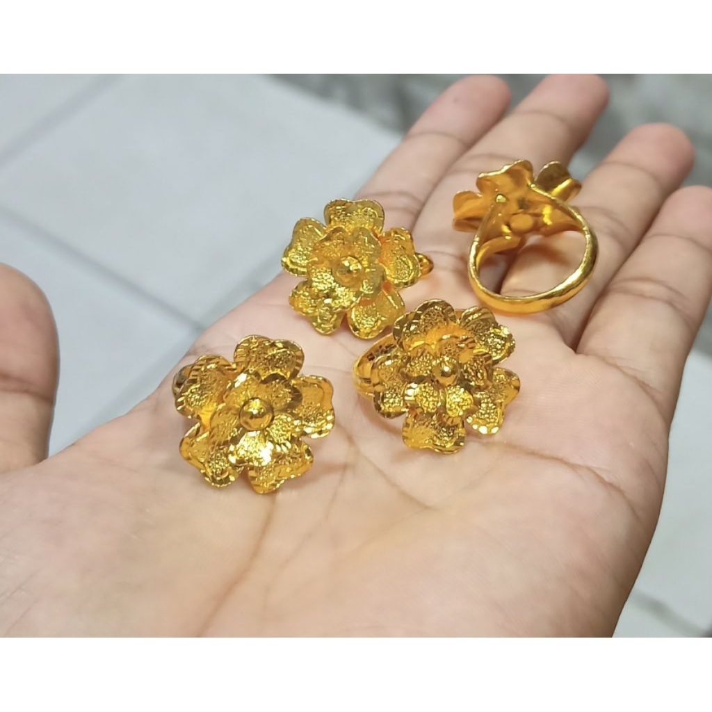 CINCIN BUNGA MAWAR LAPIS EMAS 24K