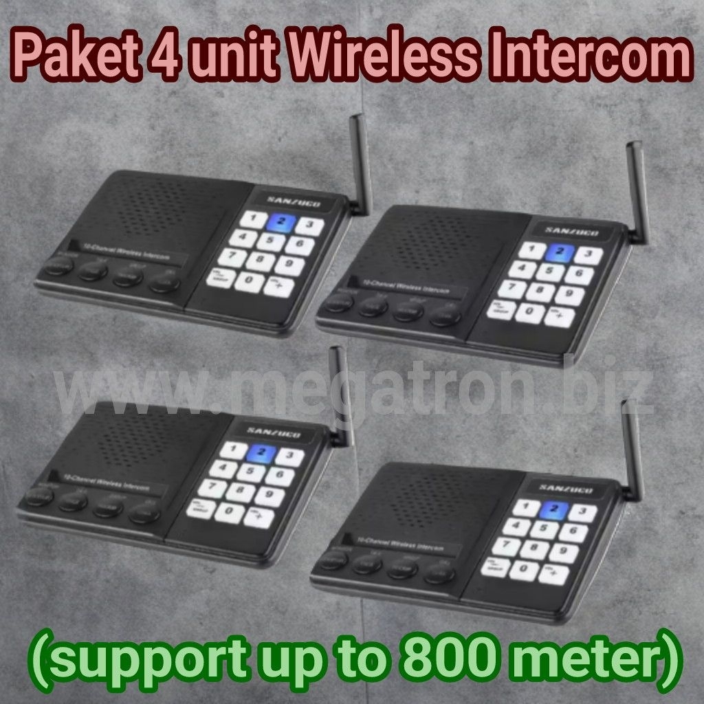 Paket Wireless Intercom (Interkom Tanpa Kabel) - up to 800m (4 unit)