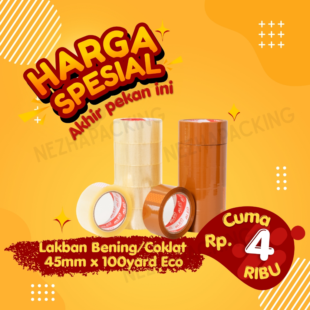 

Lakban Bening 45mm x 100 Yard - Lakban Coklat 45mm x 100 Yard Ekonomis ALEO