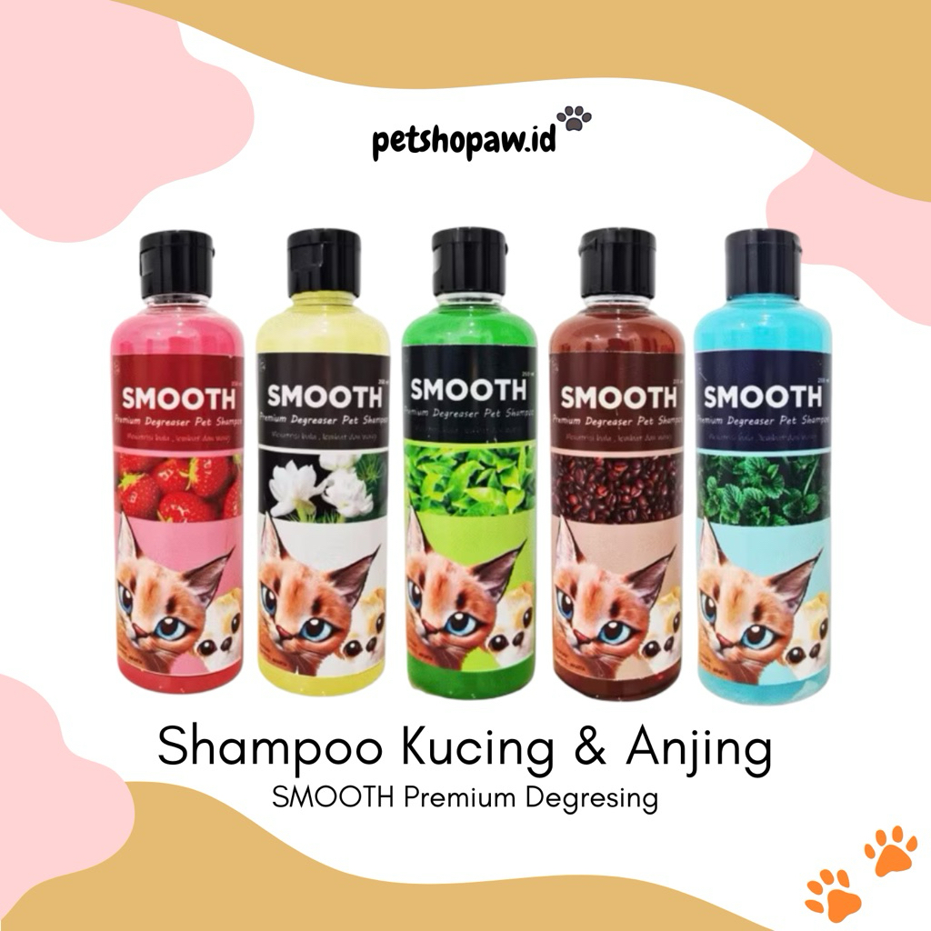SMOOTH Premium Shampoo Kucing Anjing 250ml – Wangi Tahan Lama & Anti Bau