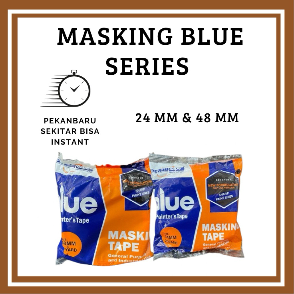 

MASKING TAPE - LAKBAN KERTAS BERRY BLUE SERIES TEBAL - LAKBAN KERTAS MERK BERRY - KUALITAS PREMIUM
