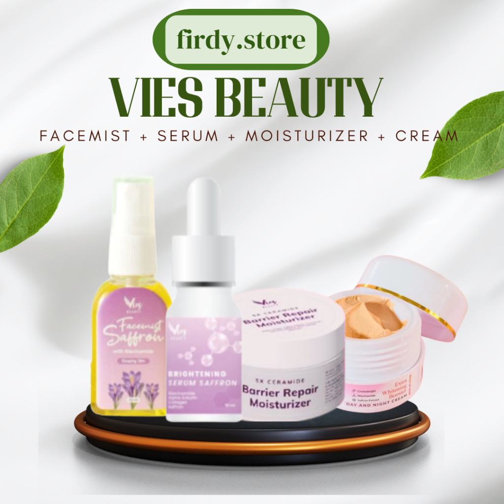 Vies Beauty Bundling Glow Serum Saffron + Facemist Saffron + 5X CERAMIDE Moisturizer + Cream Vies