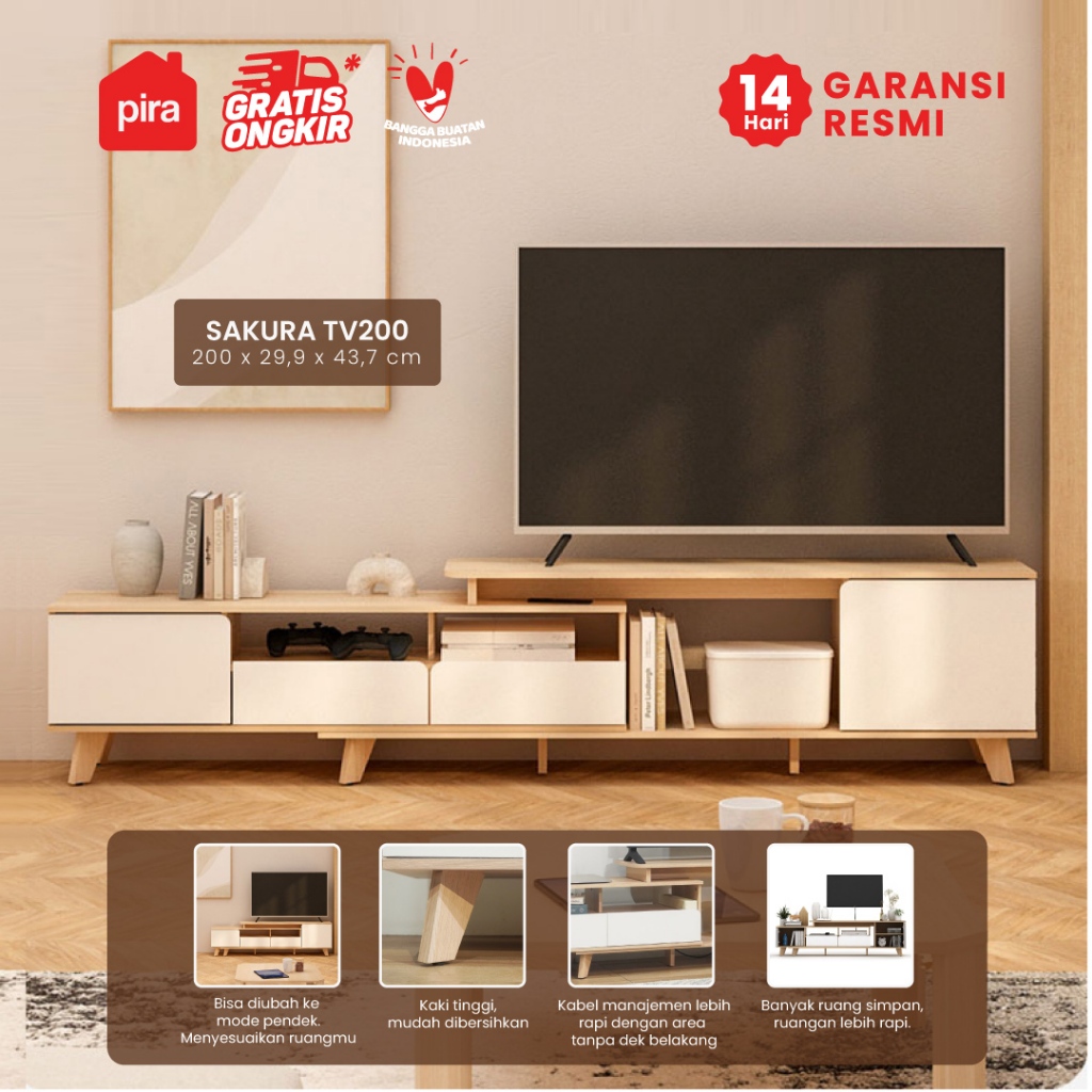 PIRA METROPOLIS OX - SAKURA TV200 Meja TV / Rak TV dapat dipanjangkan dengan fitur Extendable