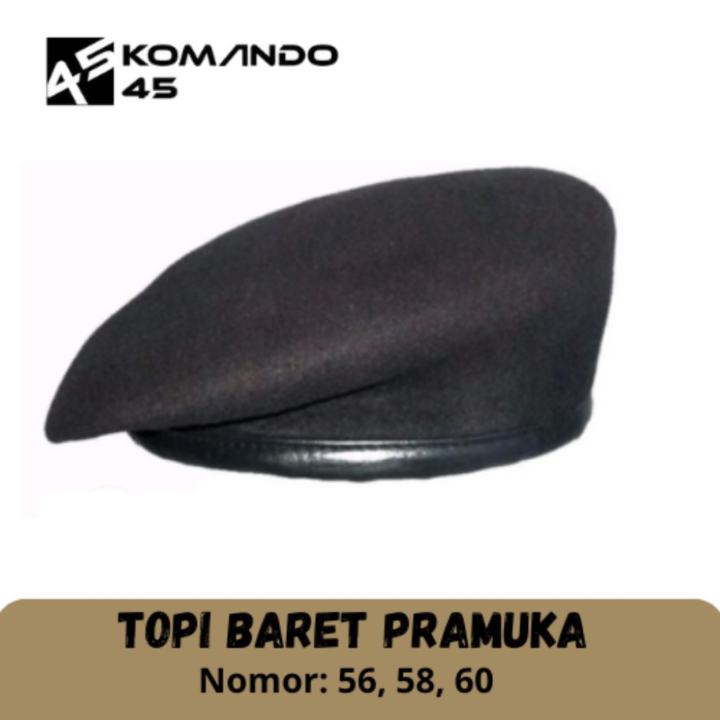 TOPI BARET PRAMUKA / BARET COKLAT / BARET LAKEN HALUS STANDAR TNI/POLRI