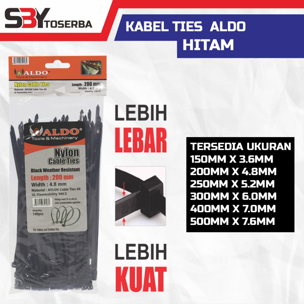 

KABEL TIES HITAM ALDO PANJANG 150MM - 500MM