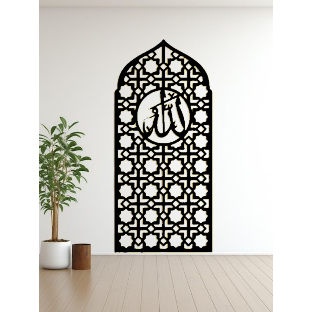 Mihrab musholla rumah minimalis dekorasi dinding kaligrafi