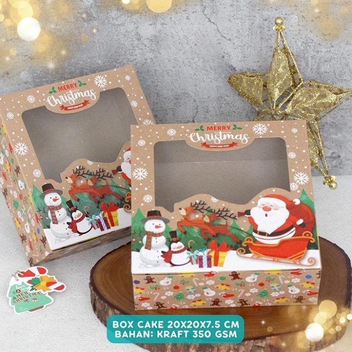 

Cake Box Mika Kue Natal Kotak Roti Lapis Legit Santa Christmas Ukuran 20x20x7cm