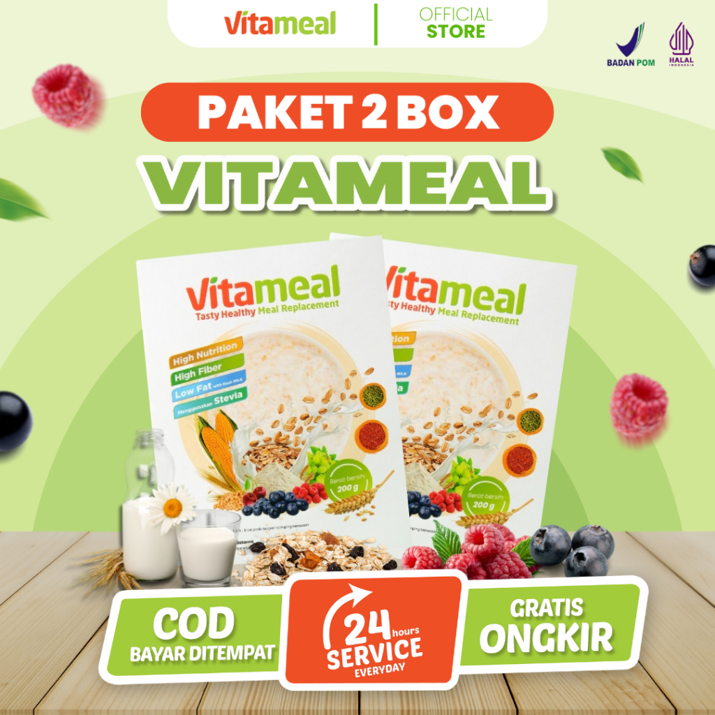 

PAKET 2 BOX - Vitameal sereal alami redakan kebas kesemutan diabetes neuropati hipertensi VITAMAEL GERD