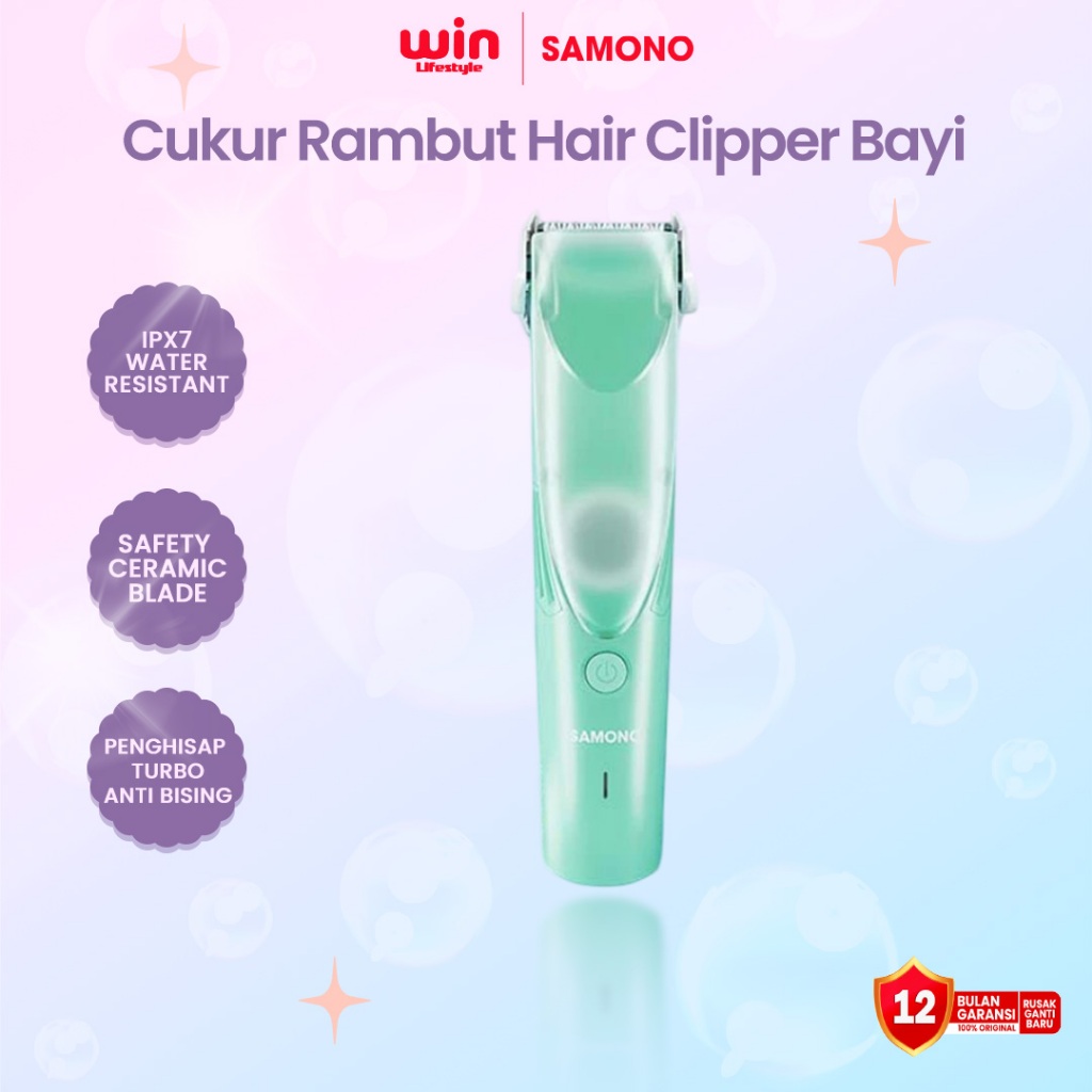 SAMONO Alat Mesin Cukur Rambut Hair Clipper Bayi Elektrik IPX7 Waterproof Low Noise SW-HCG500S