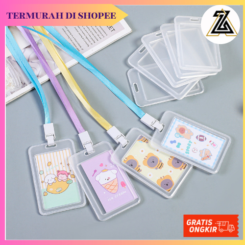 

AKEZ LANYARD ID CARD GANTUNGAN KARTU POLOS DENGAN TALI LANYARD NAME TAG TRANSPARAN TEMPAT KARTU E-MONEY