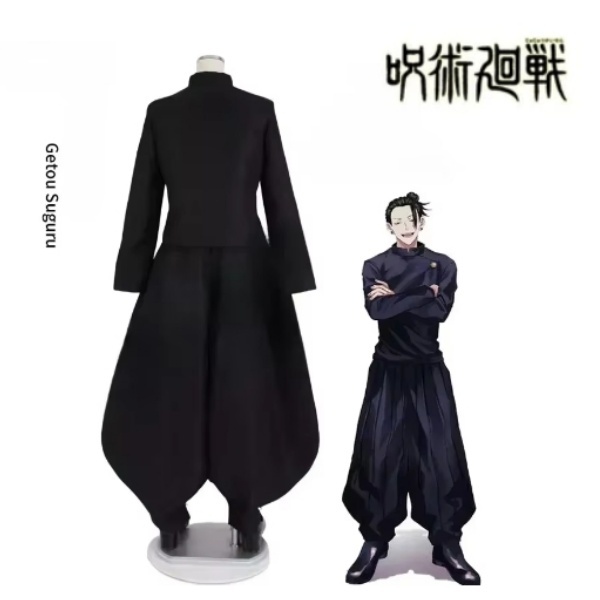 Jujutsu JJK Manga Anime Suguru GetoSatoru Gojo Kostum Cosplay Wig DarkBlue Jaket Celana Seragam