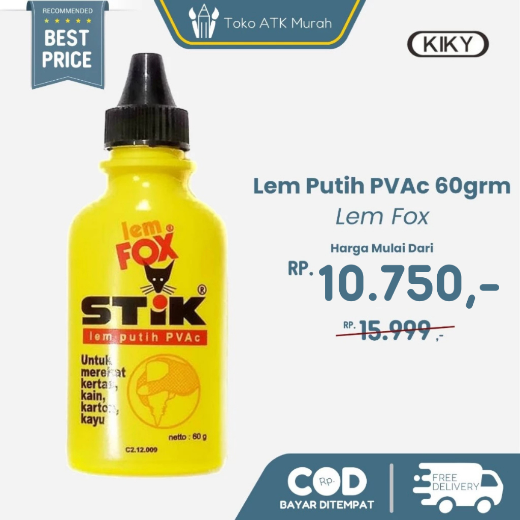 

Lem Fox Stik - Lem Putih PVAc 60grm | Lem Kertas & Kerajinan – Kuat & Praktis